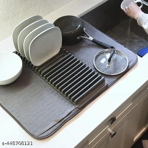 Best Dish Drying Mat with Plate Holder for Kitchen Counter – Fast Dry, Non-Slip & Space-Saving Solution