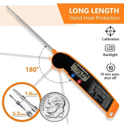 Digital Kitchen Food Thermometer – Instant Read Household Cooking Thermometer (Orange)