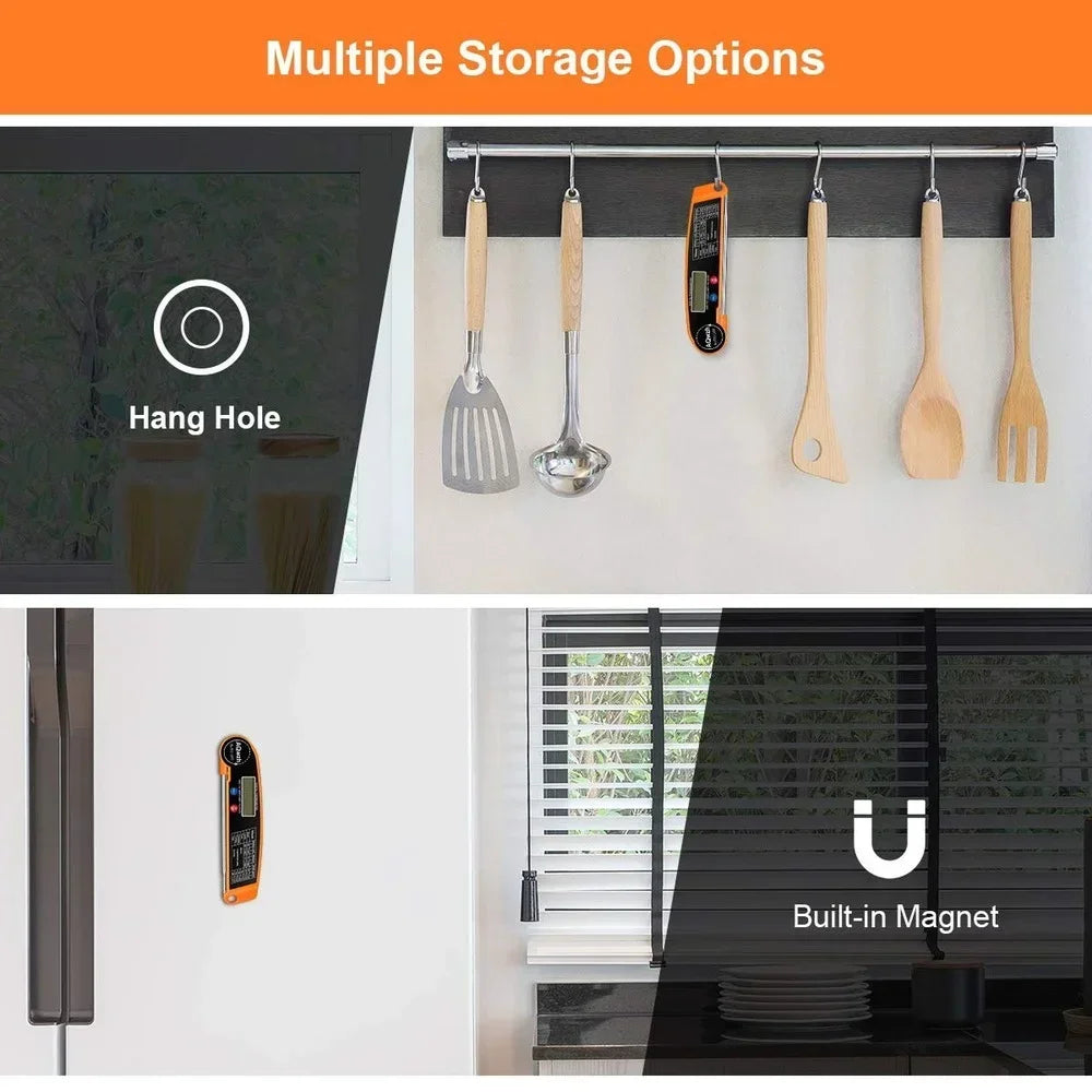 Digital Kitchen Food Thermometer – Instant Read Household Cooking Thermometer (Orange)