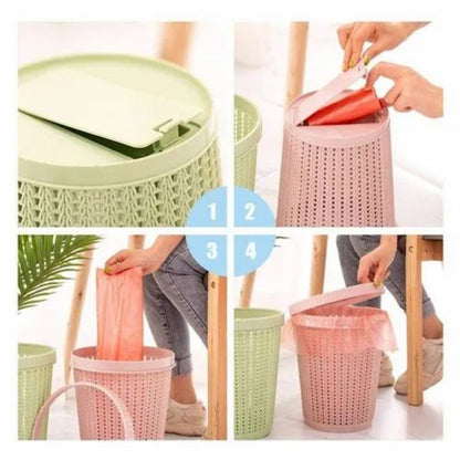 Plastic Trash Can with Garbage Holder