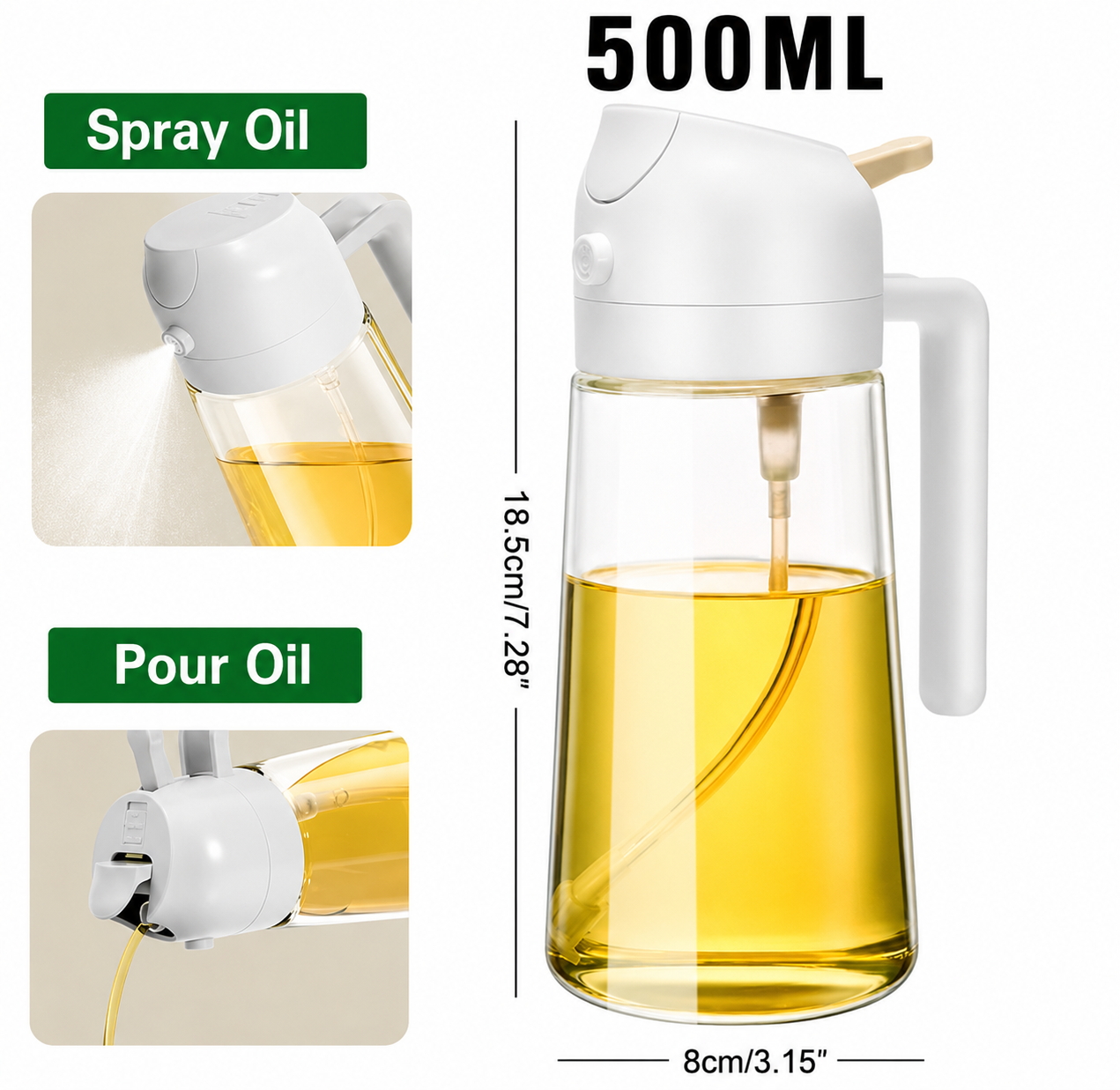 Alluxess 2-in-1 Oil Sprayer Bottle – Spray & Pour Control for Healthier Meals