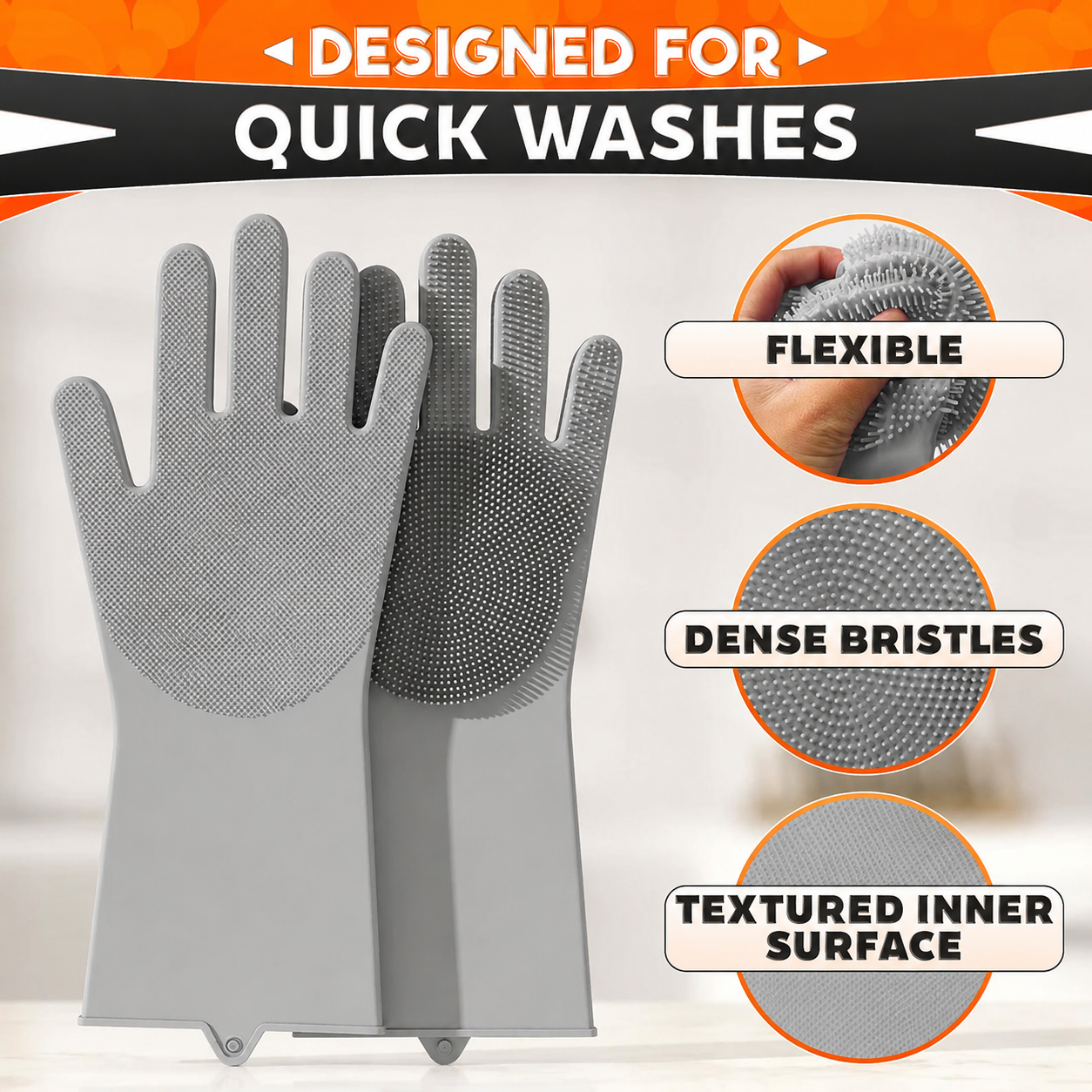 Multipurpose Silicone Scrubber Gloves
