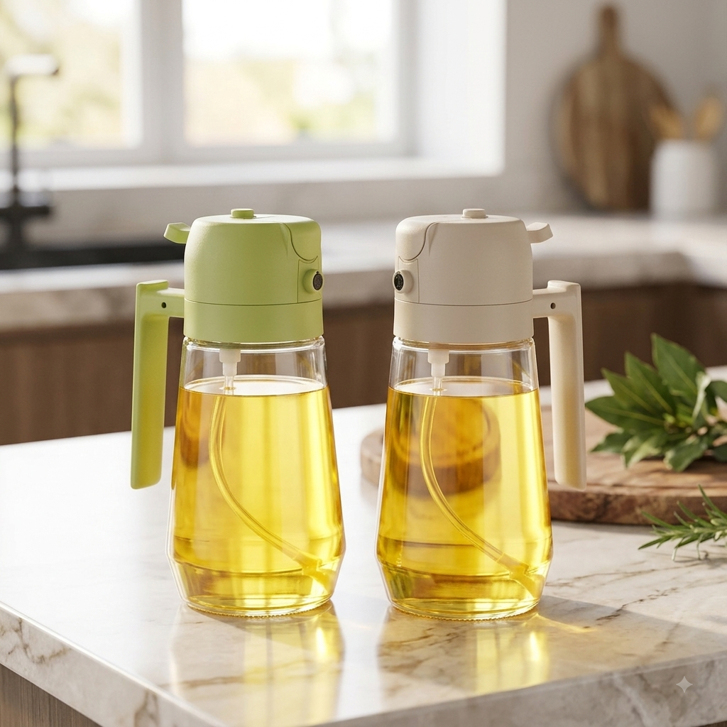 Alluxess 2-in-1 Oil Sprayer Bottle – Spray & Pour Control for Healthier Meals