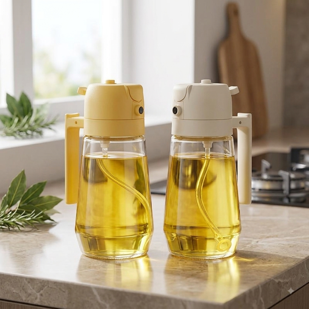 Alluxess 2-in-1 Oil Sprayer Bottle – Spray & Pour Control for Healthier Meals
