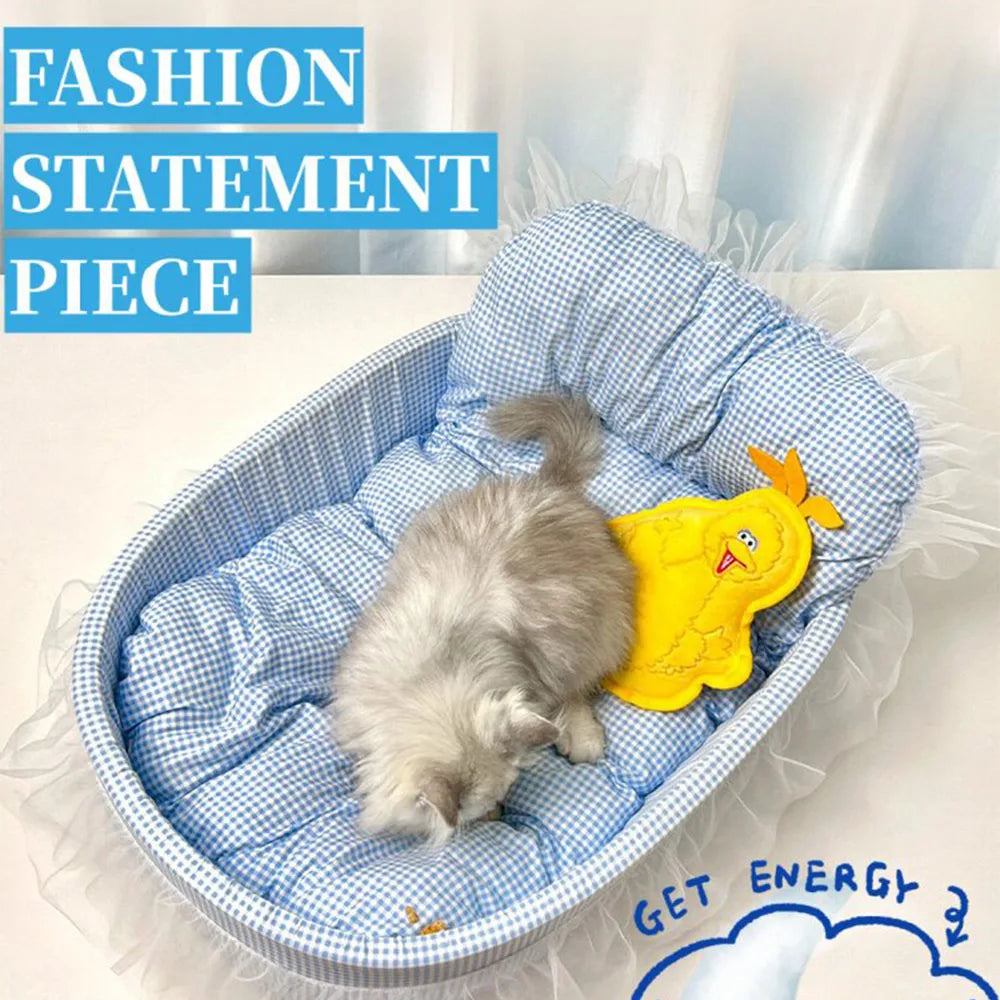 Cute Lace-Trimmed Pet Cat Princess Sofa Bed