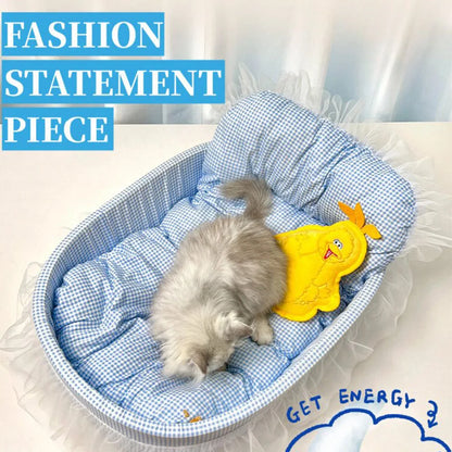 Cute Lace-Trimmed Pet Cat Princess Sofa Bed