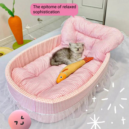 Cute Lace-Trimmed Pet Cat Princess Sofa Bed