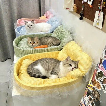 Cute Lace-Trimmed Pet Cat Princess Sofa Bed