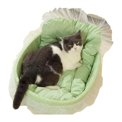Cute Lace-Trimmed Pet Cat Princess Sofa Bed