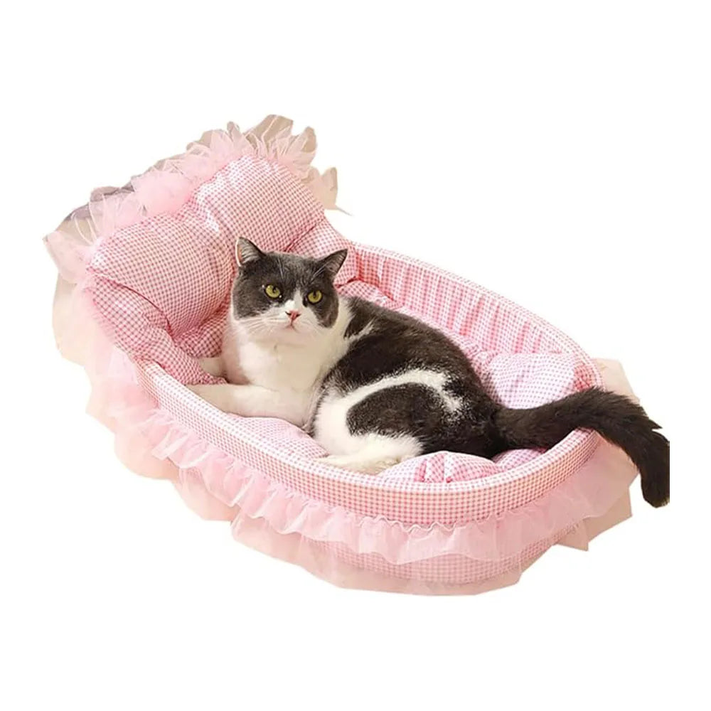 Cute Lace-Trimmed Pet Cat Princess Sofa Bed