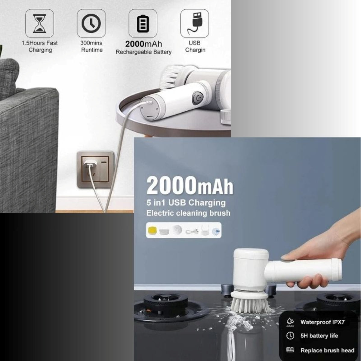 Multipurpose Spin Scrubber Brush