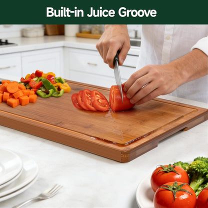 3-Piece Set Deep-Carbonized Bamboo Cutting Board For Kitchen  Crack Resistant Wood Chopping Boards With Deep Juice Grooves Pre Oiled Butcher Block For Meat Vegetables  Cheese  Carbonized