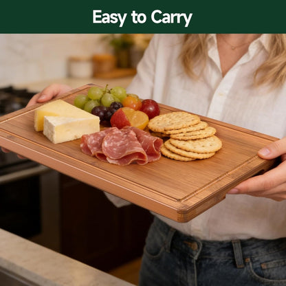 3-Piece Set Deep-Carbonized Bamboo Cutting Board For Kitchen  Crack Resistant Wood Chopping Boards With Deep Juice Grooves Pre Oiled Butcher Block For Meat Vegetables  Cheese  Carbonized