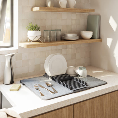 Dish Drying Mat With Plate Holder