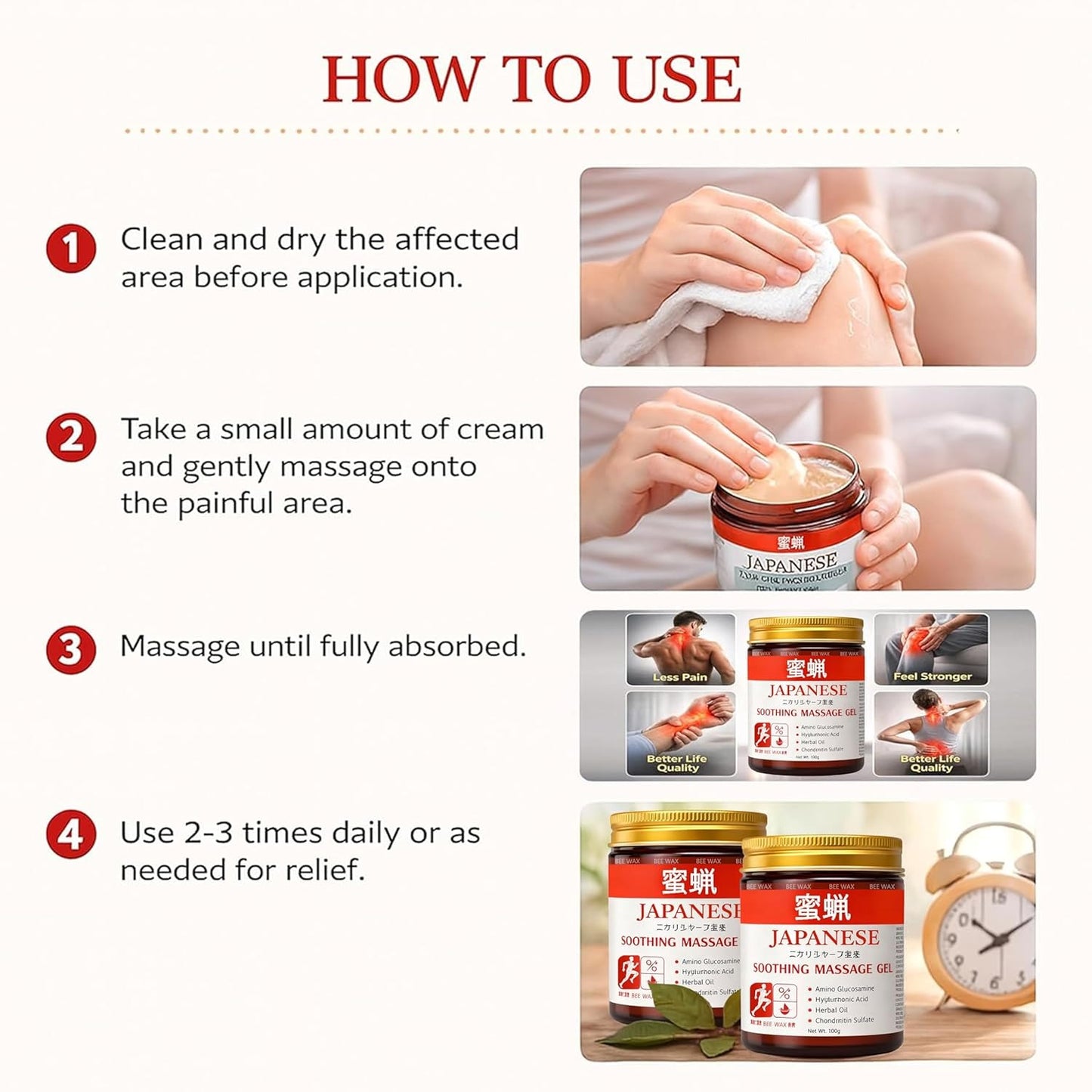 Japanese Pain Relief Massage Gel Pack of 2 Pcs