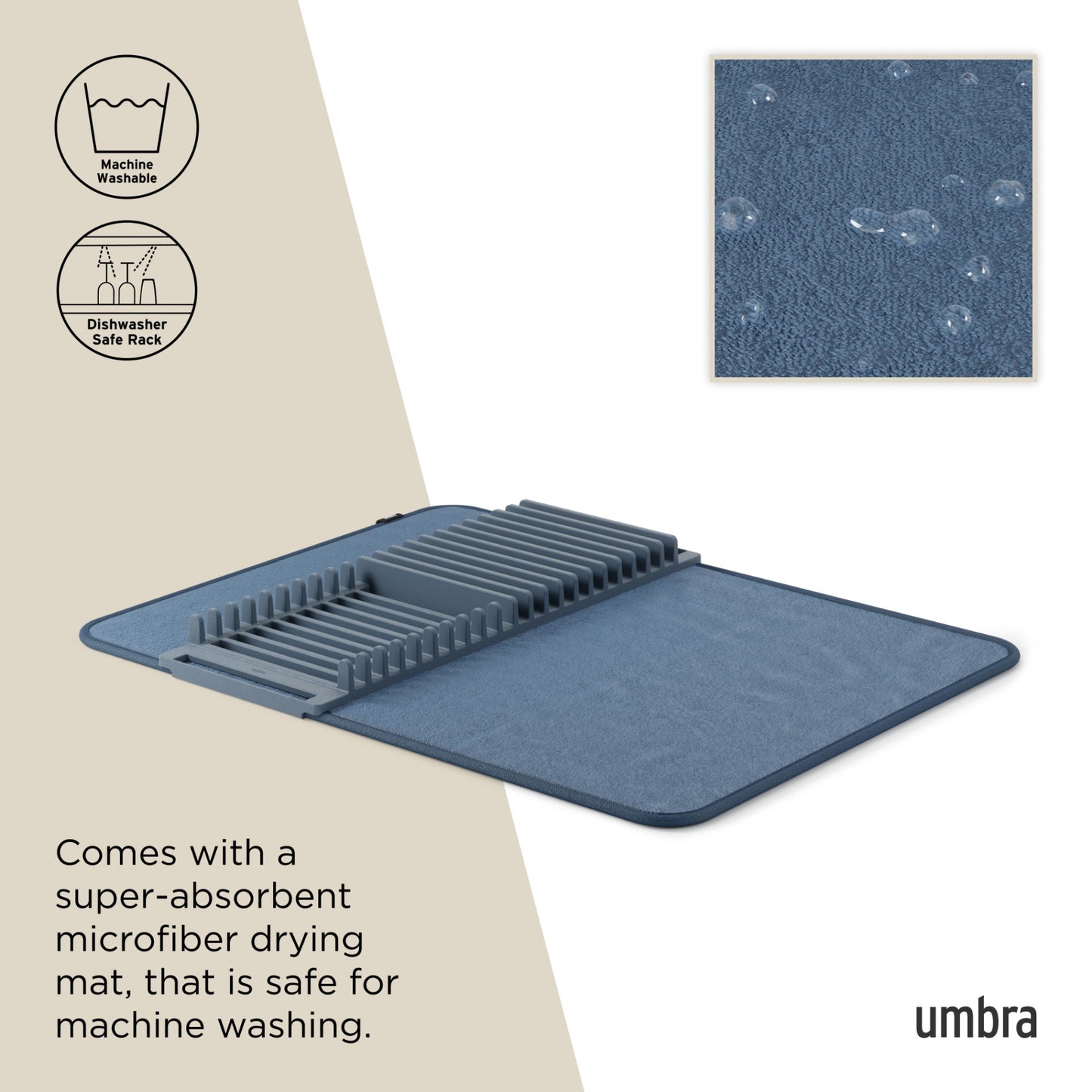 Dish Drying Mat With Plate Holder